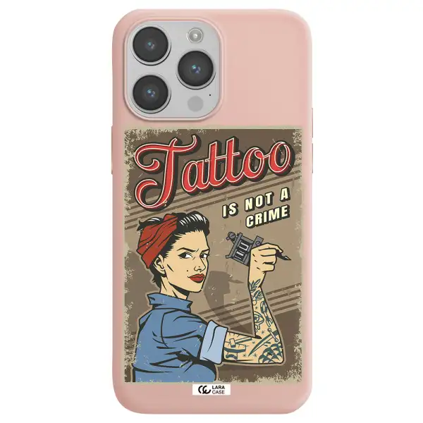 a woman with tattoo on her arm Apple iPhone 14 pro max Silicone pastel pink Case