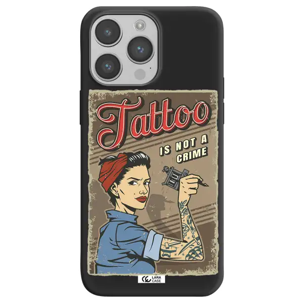 a woman with tattoo on her arm Apple iPhone 14 pro Silicone black Case