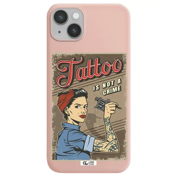 a woman with tattoo on her arm Apple iPhone 14 Silicone pastel pink Case