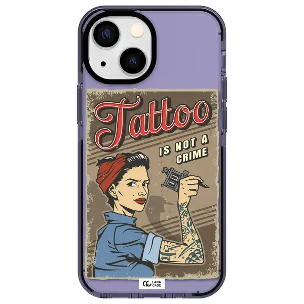 a woman with tattoo on her arm Apple iPhone 15 impact Lilac Case