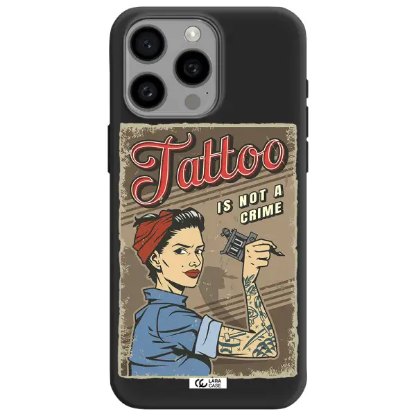 a woman with tattoo on her arm Apple Iphone 15 Pro max Silicone black Case