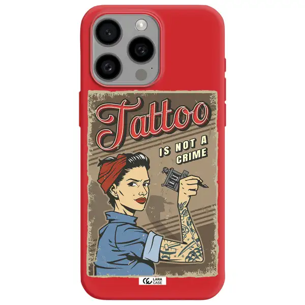 A Woman With Tattoo On Her Arm Apple Iphone 15 Pro Max Silicone Imperial Red Case