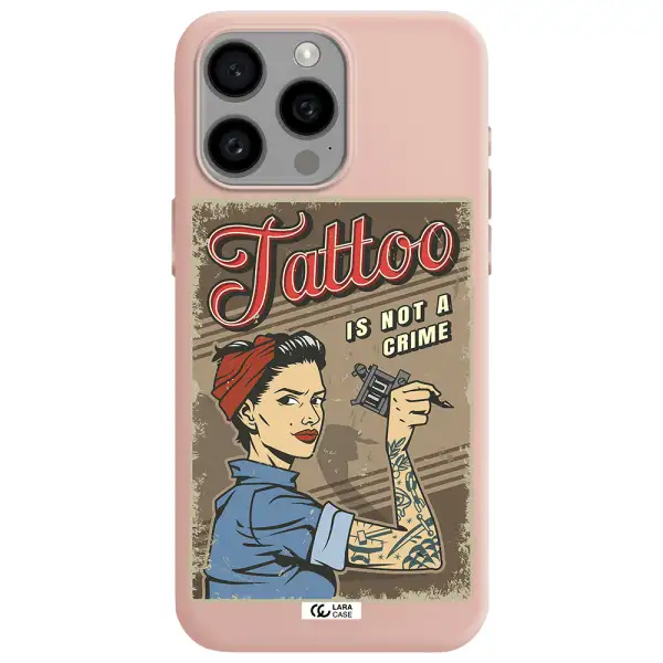 a woman with tattoo on her arm Apple Iphone 15 Pro max Silicone pastel pink Case
