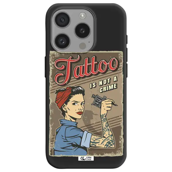 A Woman With Tattoo On Her Arm Apple Iphone 15 Pro Silicone Black Case