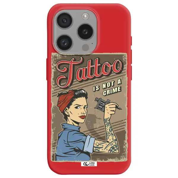 A Woman With Tattoo On Her Arm Apple Iphone 15 Pro Silicone Imperial Red Case