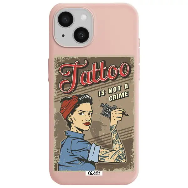 A Woman With Tattoo On Her Arm Apple Iphone 15 Silicone Pastel Pink Case