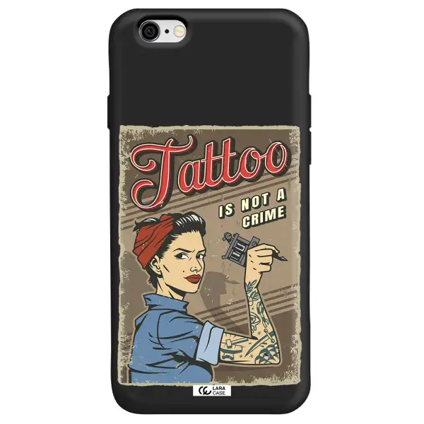 a woman with tattoo on her arm Apple iPhone 6 Silicone black Case