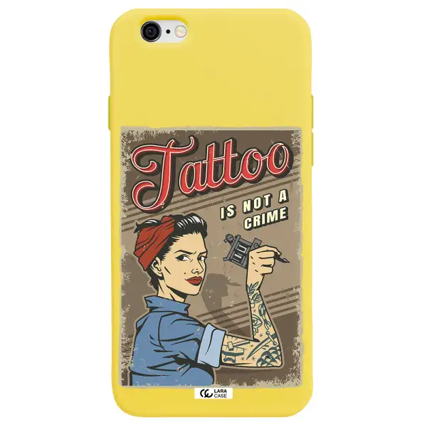 a woman with tattoo on her arm Apple iPhone 6 Silicone canary yellow Case