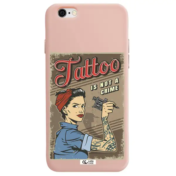 a woman with tattoo on her arm Apple iPhone 6 Silicone pastel pink Case