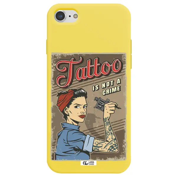 a woman with tattoo on her arm Apple iPhone 7 Silicone canary yellow Case