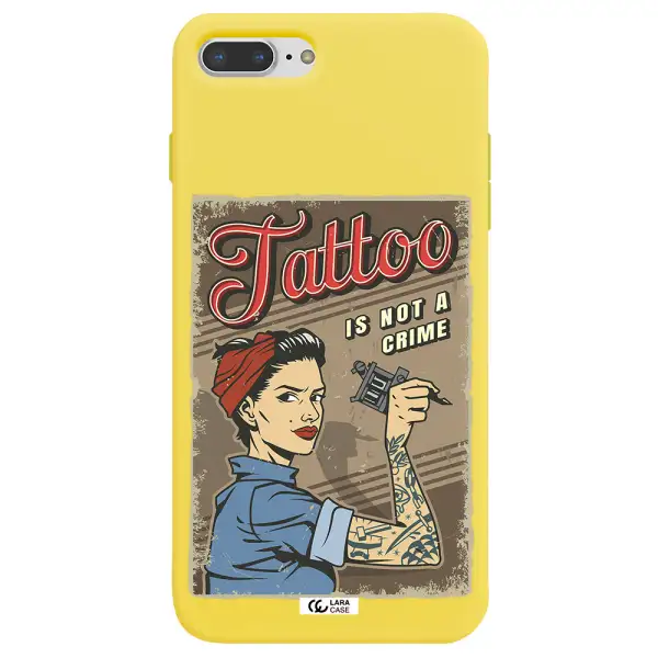 a woman with tattoo on her arm Apple iPhone 8 plus Silicone canary yellow Case