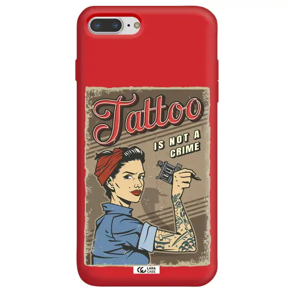 a woman with tattoo on her arm Apple iPhone 8 plus Silicone Imperial Red Case