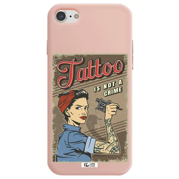 a woman with tattoo on her arm Apple iPhone 8 Silicone pastel pink Case