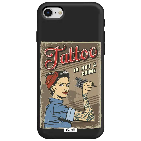 a woman with tattoo on her arm Apple iPhone se 2020 Silicone black Case