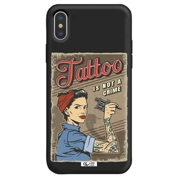 a woman with tattoo on her arm Apple iPhone X Silicone black Case
