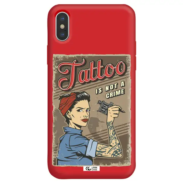 a woman with tattoo on her arm Apple iPhone X Silicone Imperial Red Case