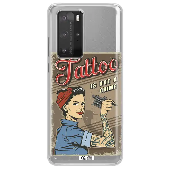 a woman with tattoo on her arm Huawei P40 Pro Clear TPU Case
