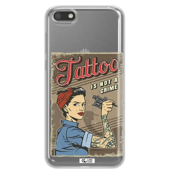 a woman with tattoo on her arm Huawei Y5 2018 Clear TPU Case