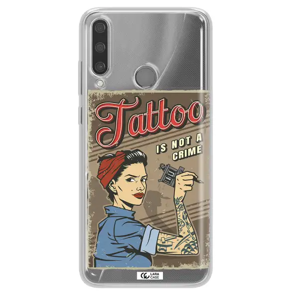 a woman with tattoo on her arm Huawei Y6P Clear TPU Case