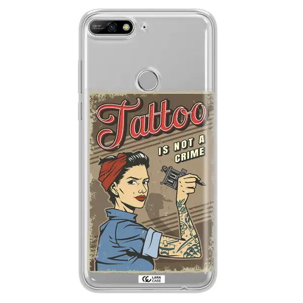 a woman with tattoo on her arm Huawei Y7 2018 Clear TPU Case