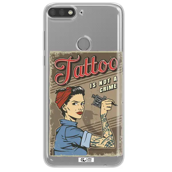 a woman with tattoo on her arm Huawei Y7 Prime 2018 Clear TPU Case