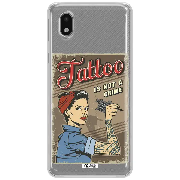 A Woman With Tattoo On Her Arm Samsung A01 Core Clear Tpu Case