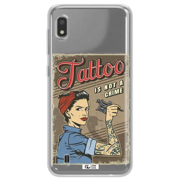 a woman with tattoo on her arm Samsung A10 Clear TPU Case