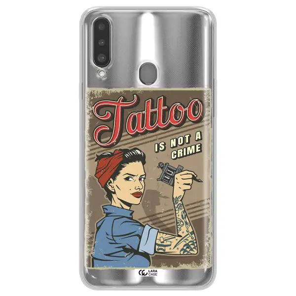 a woman with tattoo on her arm Samsung A20S Clear TPU Case