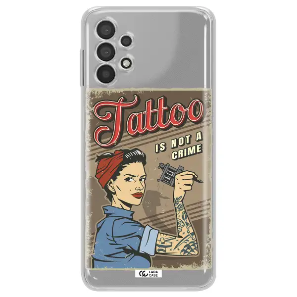 a woman with tattoo on her arm Samsung A32 Clear TPU Case