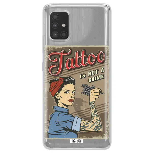 a woman with tattoo on her arm Samsung A51 Clear TPU Case