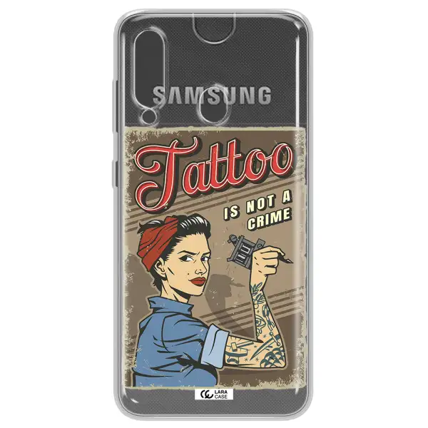 a woman with tattoo on her arm Samsung A60 Clear TPU Case
