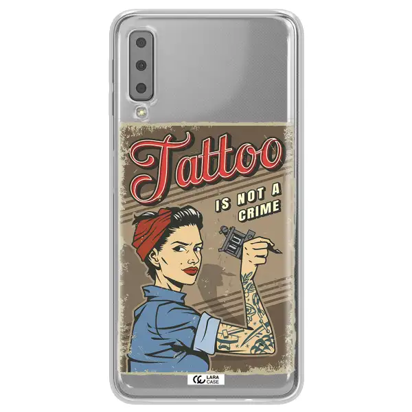 a woman with tattoo on her arm Samsung A7 2018 Clear TPU Case