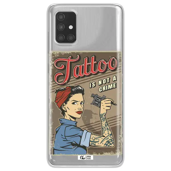 a woman with tattoo on her arm Samsung A71 Clear TPU Case