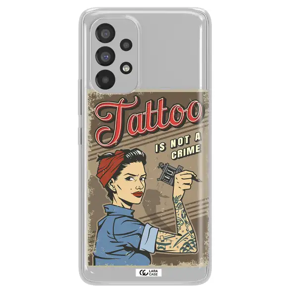 a woman with tattoo on her arm Samsung A73 Clear TPU Case