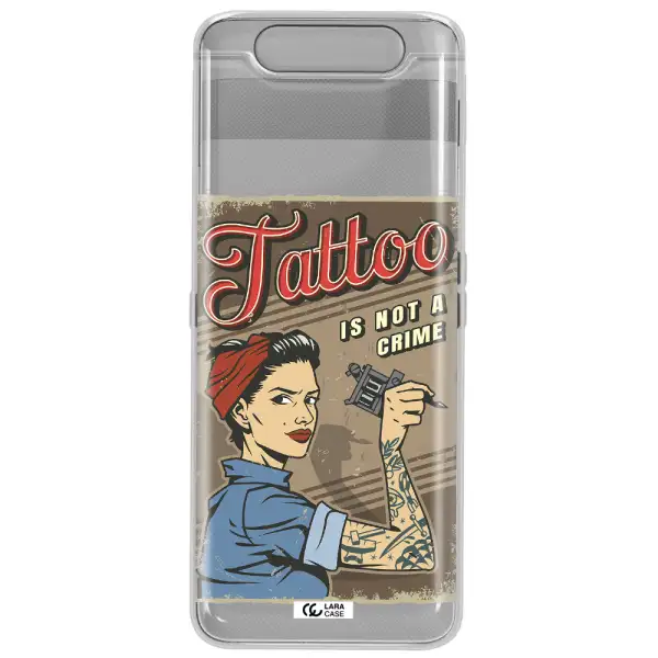 a woman with tattoo on her arm Samsung A80 Clear TPU Case