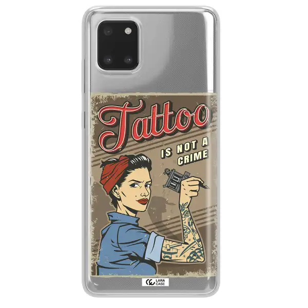 a woman with tattoo on her arm Samsung A81 Clear TPU Case