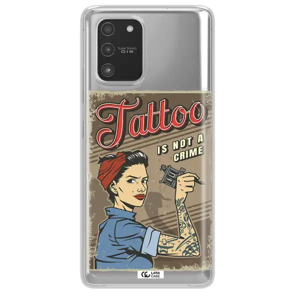 a woman with tattoo on her arm Samsung A91 Clear TPU Case