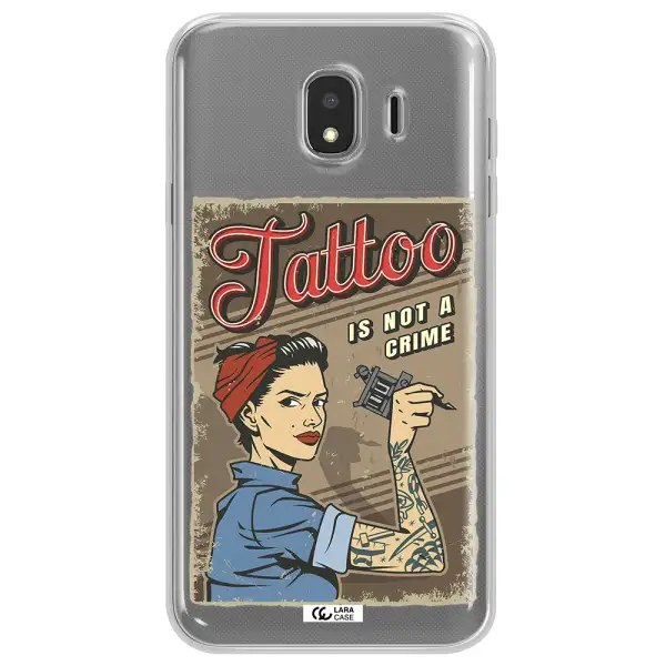 a woman with tattoo on her arm Samsung J4 Clear TPU Case