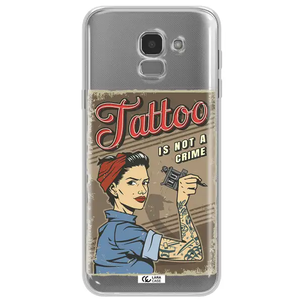 a woman with tattoo on her arm Samsung J6 Clear TPU Case