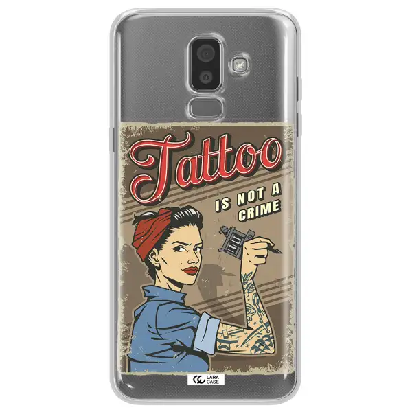 a woman with tattoo on her arm Samsung J8 Clear TPU Case