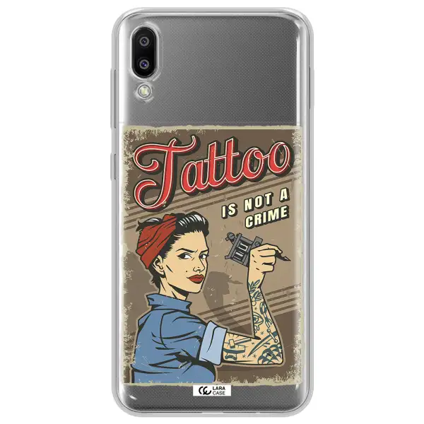 a woman with tattoo on her arm Samsung M10 Clear TPU Case