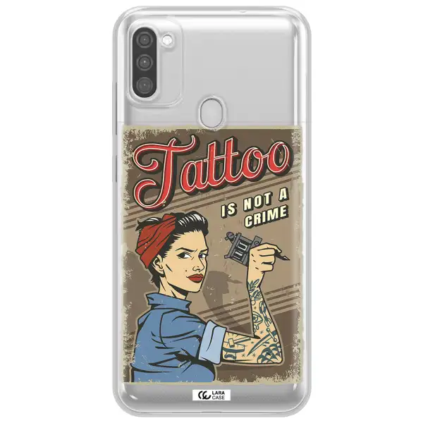 a woman with tattoo on her arm Samsung M11 Clear TPU Case