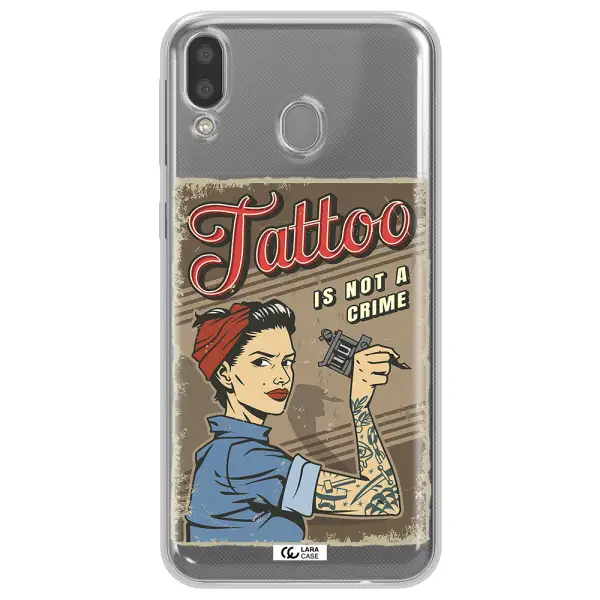 a woman with tattoo on her arm Samsung M20 Clear TPU Case