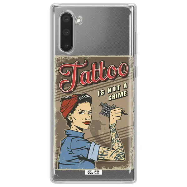 a woman with tattoo on her arm Samsung Note 10 Clear TPU Case