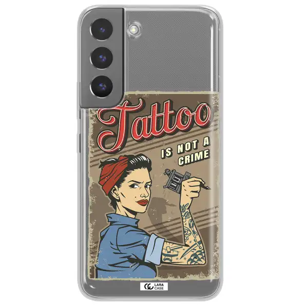 a woman with tattoo on her arm Samsung S 22 Clear TPU Case