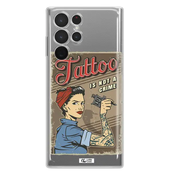 a woman with tattoo on her arm Samsung S 22 Ultra Clear TPU Case