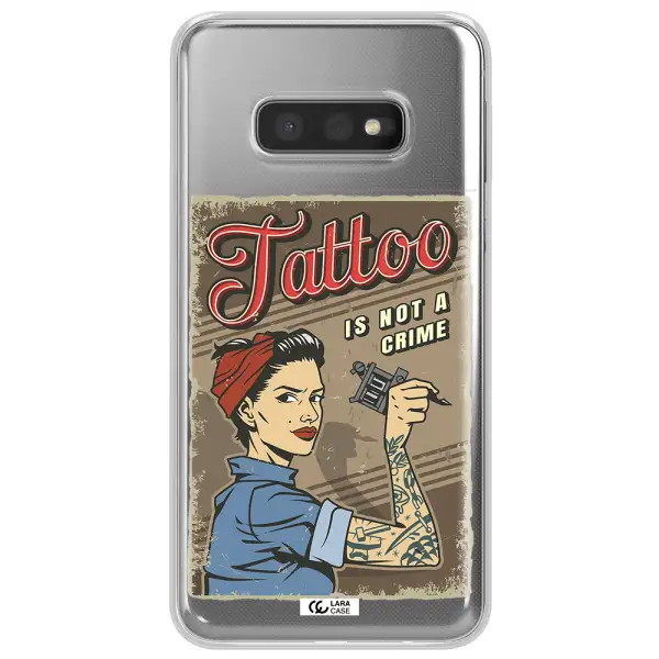 a woman with tattoo on her arm Samsung S10e Clear TPU Case