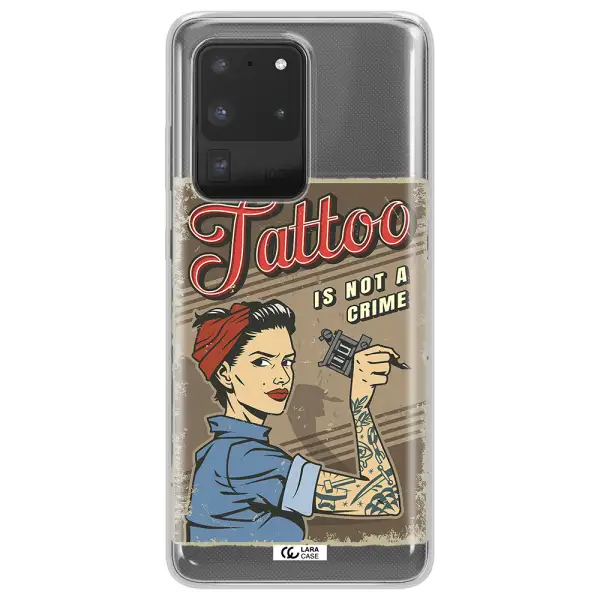 a woman with tattoo on her arm Samsung S20 Ultra Clear TPU Case