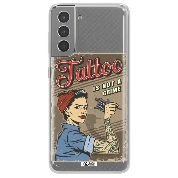 a woman with tattoo on her arm Samsung S21 Plus Clear TPU Case