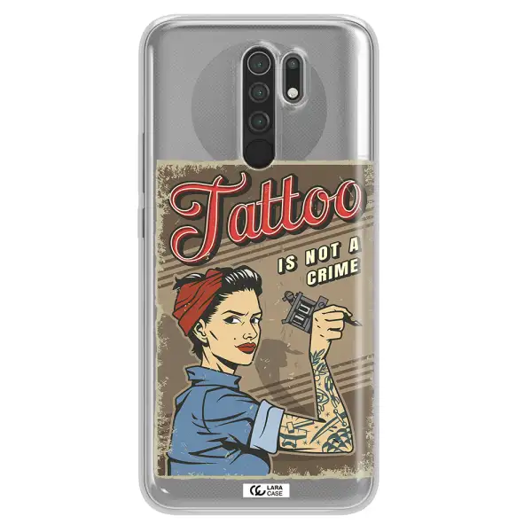a woman with tattoo on her arm Xiaomi Redmi 9 Clear TPU Case